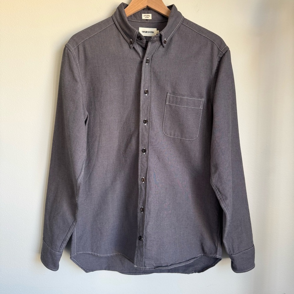 Taylor Stitch The Jack Button Down Shirt Charcoal Gray Classic Office Casual